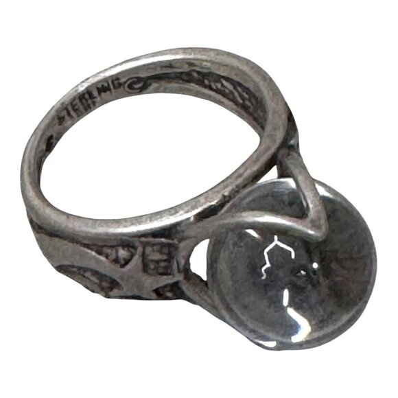Vintage Sterling Silver Rock Crystal Pools Of Light Ring Shooting Star Size 5.25 - Picture 2 of 10